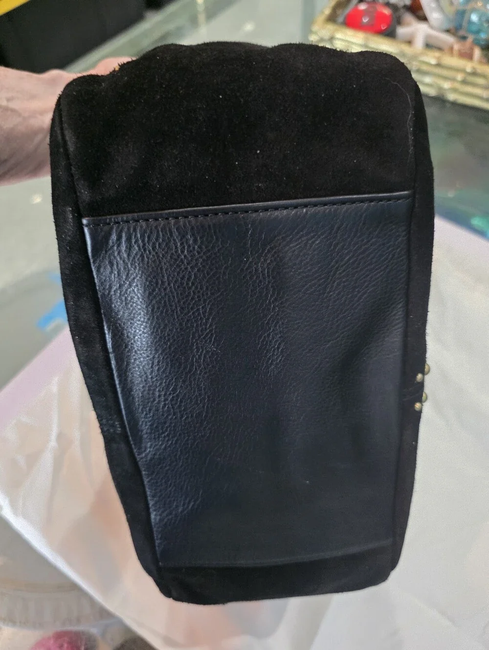 Nwt HOBO Black Suede Hobo Bag with Gold Stud Trim